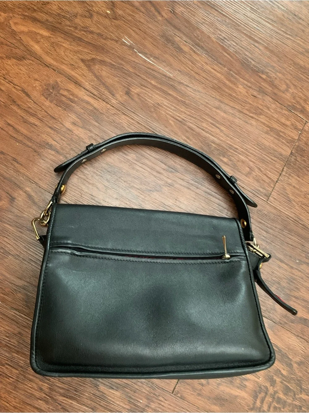 Black Longchamp  Leather Shoulder Bag with Gold Hardware